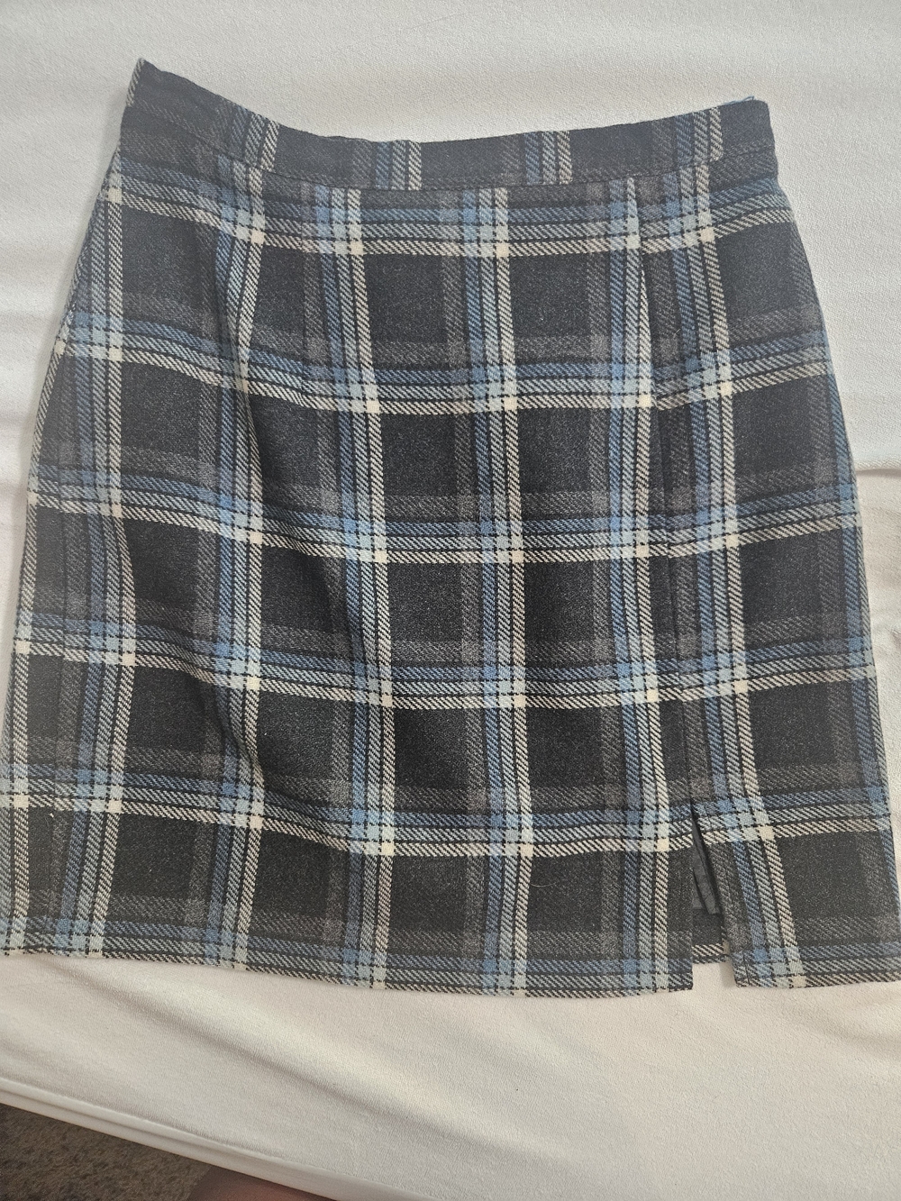 Plaid Mini Skirt in Black, Gray and Blue